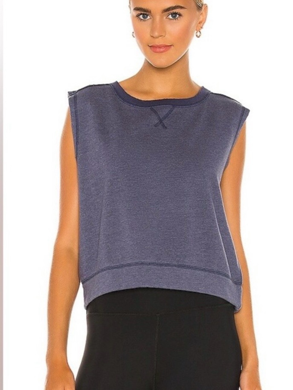 Free People Movement Kick It Muscle Sweatshirt Deep Sea Sz L